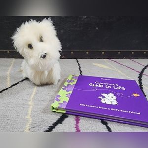 American Girl Coconut Dog with book